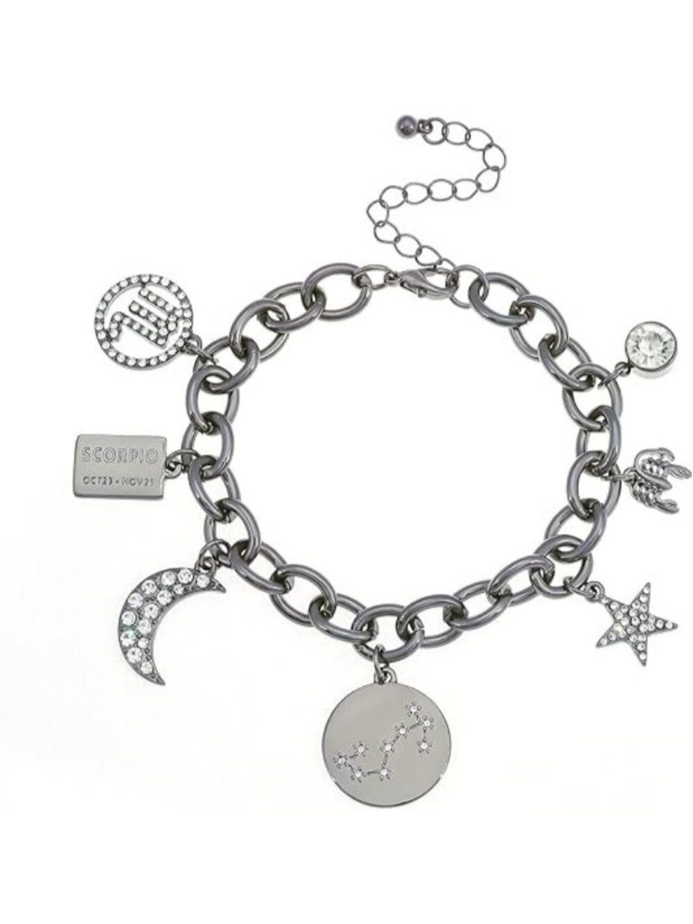 Hematite Scorpio Zodiac Symbol Constellation Star Chain Bracelet
